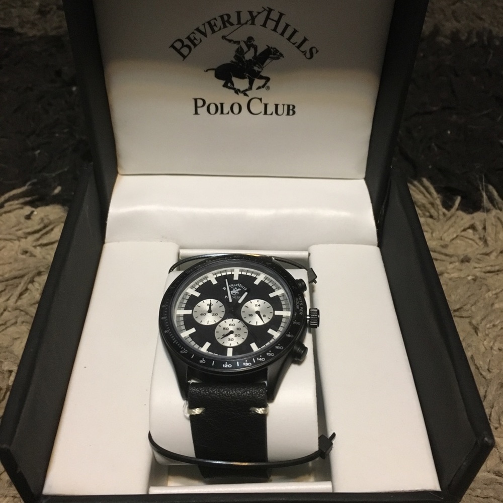 Brand New Polo Watch Black Leather